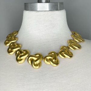 ANNE KLEIN Vintage Love Knot Brushed Gold Chunky Link Statement Piece Necklace